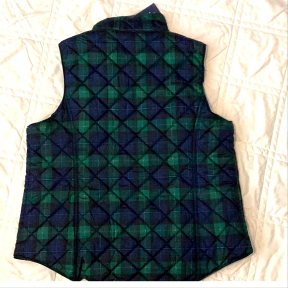 NWT Crown & Ivy Puffer Vest, Blue and green checker board with pink accent. XXL - Picture 8 of 8
